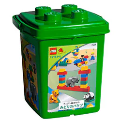 Green-painted bucket.